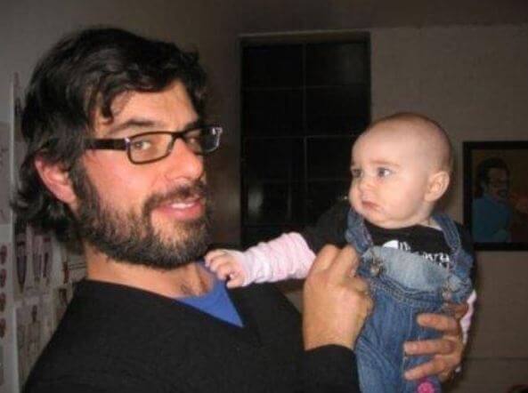 Jemaine Clement with his son.